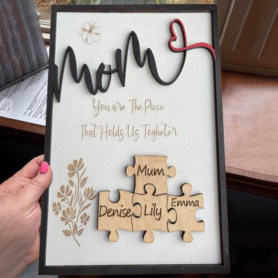 Custom Mum Puzzle Pieces Sign For Mum Grandma Home Wall Decor You Are The Piece That Holds Us Together