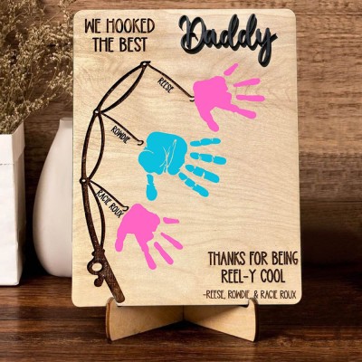 Personalized Daddy Fishing DIY Handprint Sign From Kids For Father's Day