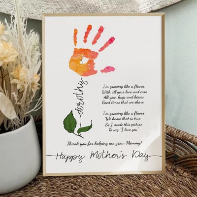 Personalized Mother's Day Flower DIY Handprint Art Craft Sign Gift From Kids For Mom Grandma