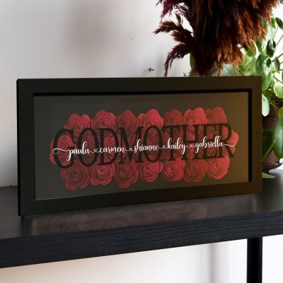 Personalized Mom Flower Shadow Box With Kids Name For Grandma Mother's Day Gift Ideas