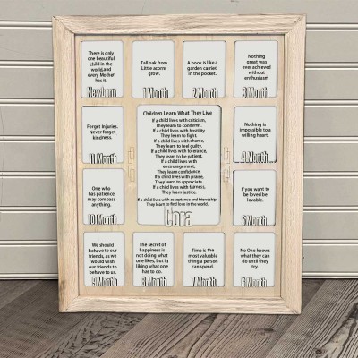 Personalized Baby Newborn First Year Photo Frame Display Board Nursery Gifts