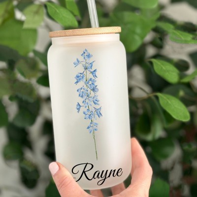 Personalized Birth Month Flower Tumbler For Her and Bridesmaid Bachelorette Party Gift