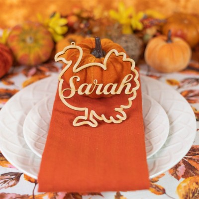 Thanksgiving Place Cards Personalized Tree Name Sign Dining Table Fall Decor