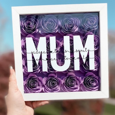 Personalised Mum Flower Shadow Box With Kids Name For Mother's Day