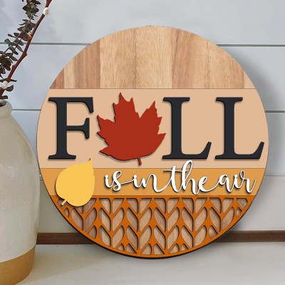 Wooden Fall Front Door Hanger Farmhouse Decor Entry Way Wall Welcome Sign