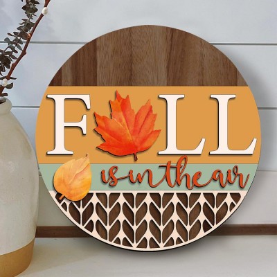 Wooden Fall Front Door Hanger Farmhouse Decor Entry Way Wall Welcome Sign