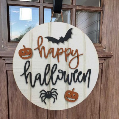 Happy Halloween Door Hanger Farmhouse Entry Way Wall Home Decor