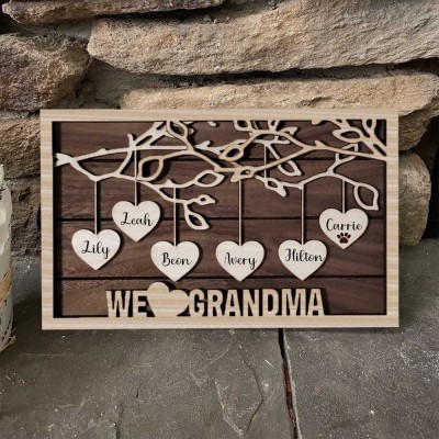 Personalized Family Tree Sign With Name Engraved Home Decor Anniversary Christmas Day Gift Ideas