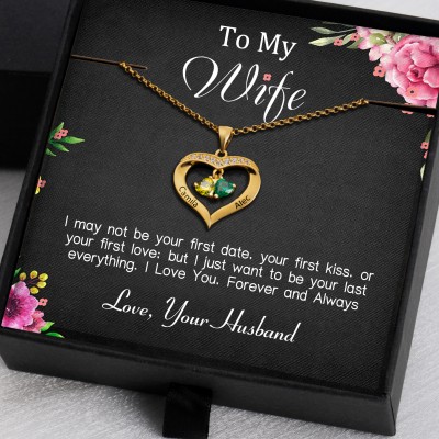 To My Wife Gift Ideas From Husband Personalized Heart Necklace With Her and Him Name For Valentine's Day