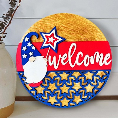 Wooden Welcome Front Door Hanger Farmhouse Decor Entry Way Wall Sign