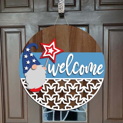 Wooden Welcome Front Door Hanger Farmhouse Decor Entry Way Wall Sign