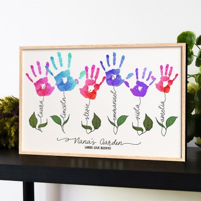Personalized Mother's Day Flower DIY Handprint Art Craft Sign Gift From Kids For Mom Grandma