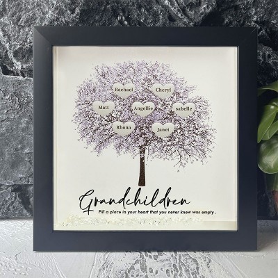Personalized Family Tree Grandchildren Name Black Frame Home Decor For Grandma