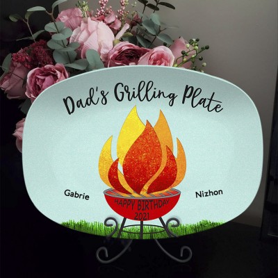 Personalized Barbecue Platter With Kids Name Daddy's Grilling Plate For Father's Day