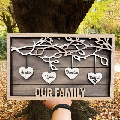 Custom Family Tree Wood Sign Name Engravings Home Decor Anniversary Christmas Gift