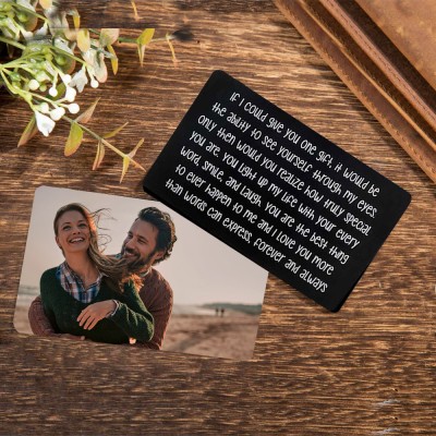 Personalized Metal Wallet Photo Card Love Note Anniversary Valentine's Day