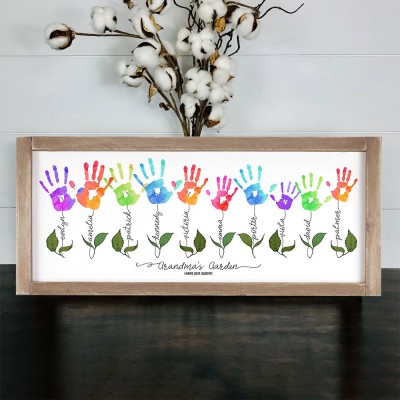 Personalized Mother's Day Flower DIY Handprint Art Craft Sign Gift From Kids For Mom Grandma