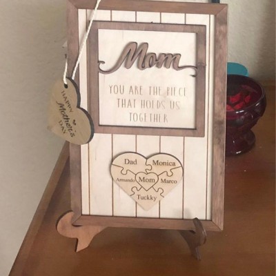 Mum Puzzle Sign Personalised Mother's Day Wood Sign Gift Ideas Piece That Holds Us Together
