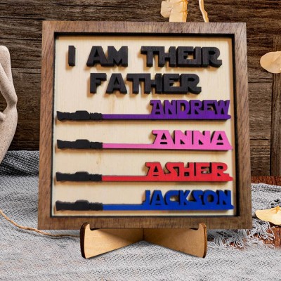 Custom I Am Their Father Sign With Kids Name Frame For Father's Day