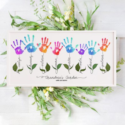 Personalized Mother's Day Flower DIY Handprint Art Craft Sign Gift From Kids For Mom Grandma