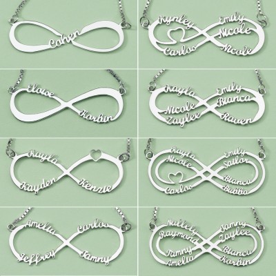 Personalized Infinity Name Necklace with 1-8 Names