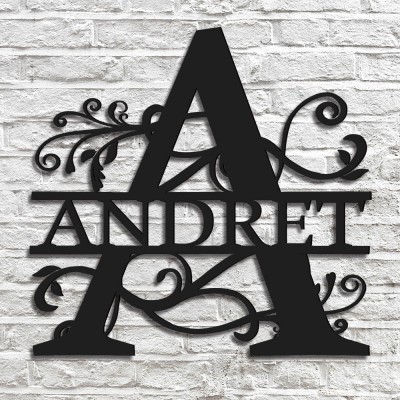 Personalized Family Name Metal Sign Monogram Home Wall Decor