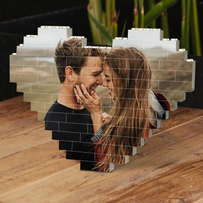 Personalized Heart Photo Block Puzzle Building Brick Anniversary Birthday Valentine's Day Gift Ideas