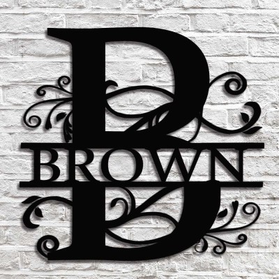 Personalized Family Name Metal Sign Monogram Home Wall Decor