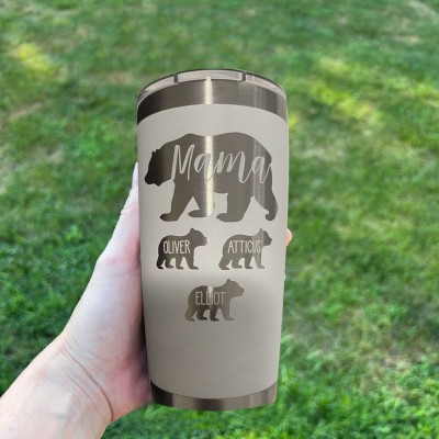 Personalized Mom Tumbler Mama Bear and Cubs For Mother's Day Christmas Birthday