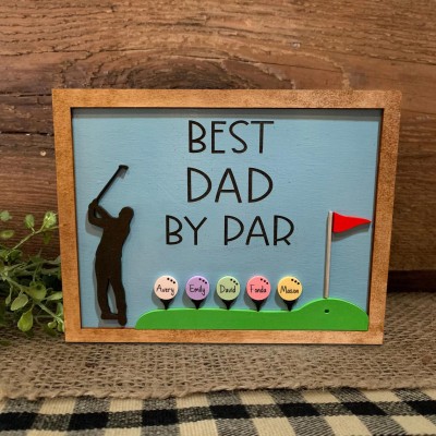Personalized Golf Frame With Kids Names Best Dad By Par For Father's Day