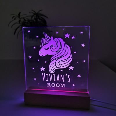 Personalized Unicorn Night Light With Name For Kids Bedroom Decor Children's Day