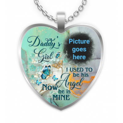 DADDY'S GIRL I USED TO BE HIS ANGEL NECKLACE-Personalized Memorial Heart Photo Necklace