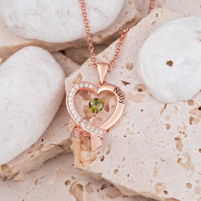 Personalised Heart Birthstone Necklace For Her and Mum