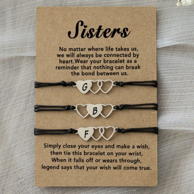 Personalized Best Friend Sister Friendship Bracelets With Initial For 3