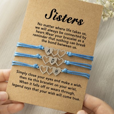 Personalized Best Friend Sister Friendship Bracelets With Initial For 3
