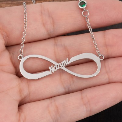 Custom Infinity Necklace With 1-8 Name and Birthstone For Mother's Day Christmas Gift Ideas