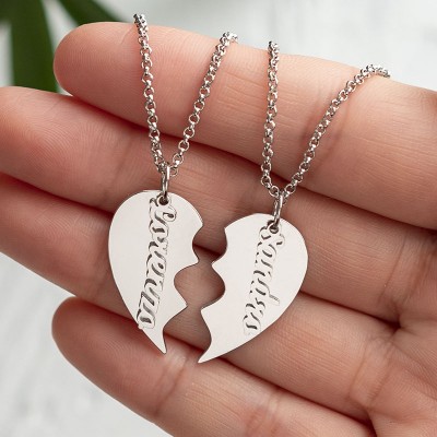 Silver Personalized Couple Name Necklace Valentine's Day Gift