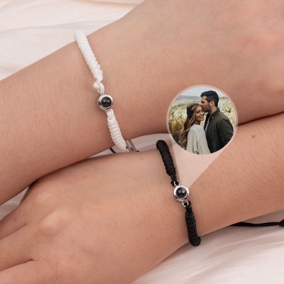 Personalised Photo Projection Charm Bracelet For Couple Anniversary Wedding