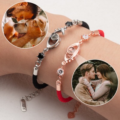 Custom Memorial Photo Projection Charm Bracelet Valentine's Day Gift Ideas