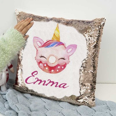 Personalized Sequin Name Pillow Girl Birthday Gift