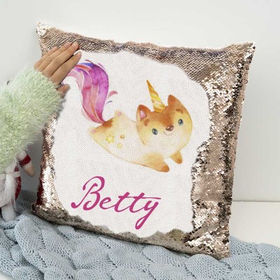 Personalized Sequin Name Pillow Girl Birthday Gift