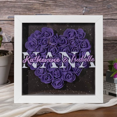 Personalized Mom Flower Shadow Box With Kids Name For Grandma Mother's Day Gift Ideas
