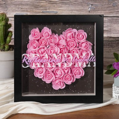 Personalized Grandma Flower Shadow Box With Kids Name For Grandma Mother's Day Gift Ideas