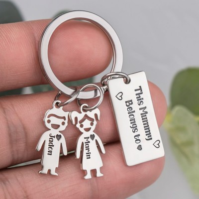 Personalized 1-10 Kids Charms Engraving Name Keychains Gifts