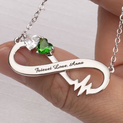 Personalized Infinity Necklace With 2 Birthstones