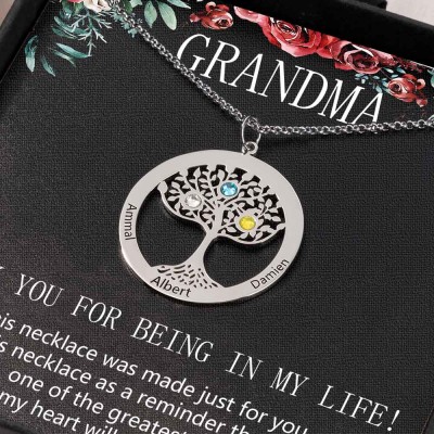 To My Grandma Personalized Family Tree Necklaces With Names For Mother's Day Gift Ideas