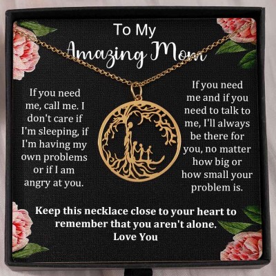 To My Mom Personalized Family Tree Necklace For Mother and Children Gift Ideas