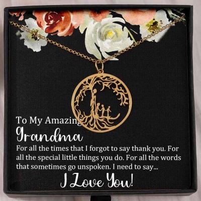 To My Grandma Personalized Family Tree Necklace For Mother's Day Gift Ideas
