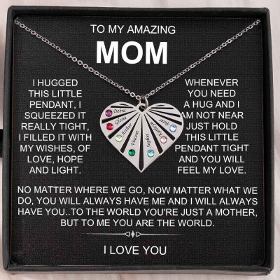 Personalized To My Mom Birthstone Heart Pendant Necklace Gift Ideas For Mother's Day