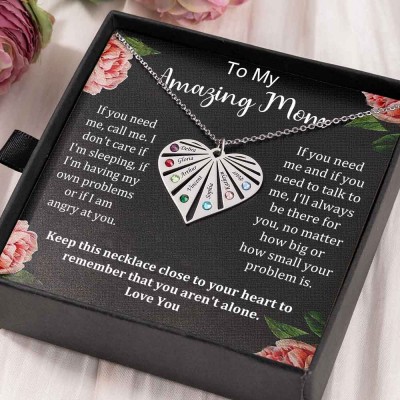 Personalized To My Mom Birthstone Heart Pendant Necklace Gift Ideas For Mother's Day